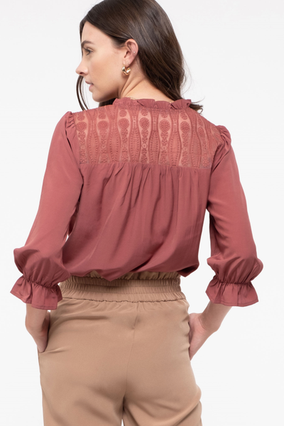 3/4 Length Sleeve Mauve Blouse