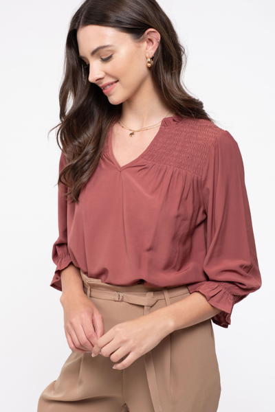 3/4 Length Sleeve Mauve Blouse