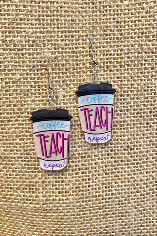 Teacher Coffee Dangle Earrings