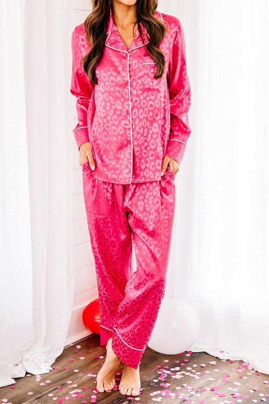 Long Sleeve Leopard Print Pajamas
