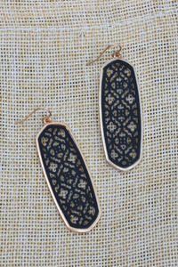 Black/Gold Etched Center Dangle Earrings