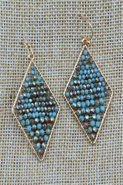 Turquoise Beaded Dangle Earrings