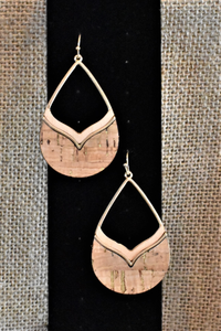 Teardrop Cork/Wood Dangle Earrings
