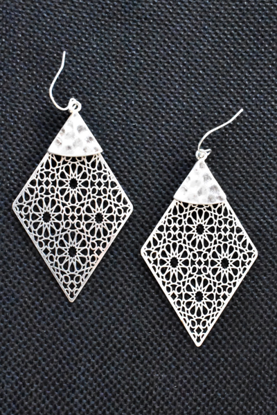 Etched Silver Dangle Earrings