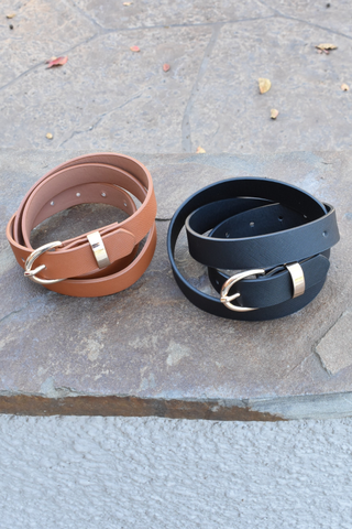 Black or Brown Faux Leather Belt