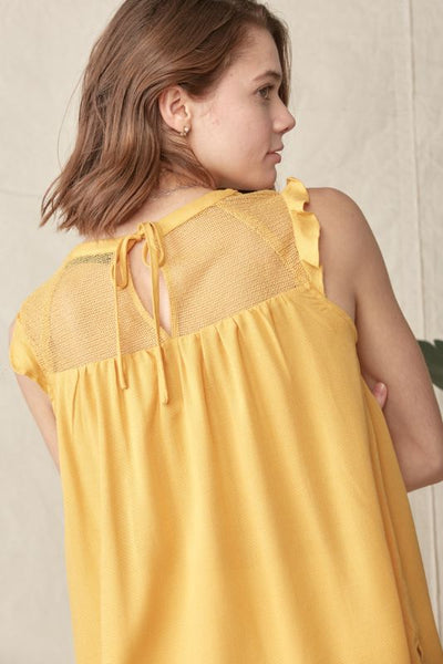 Frill Tank with Mesh Detail Blouse