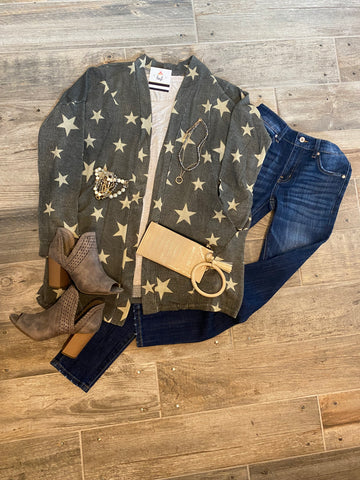 Star Print Cardigan