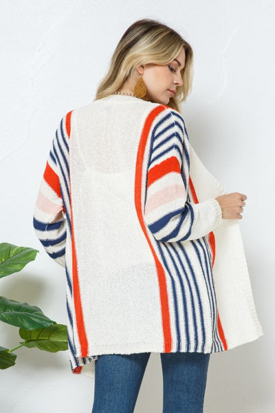 Multi-Colored Stripe Knit Cardigan