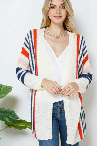 Multi-Colored Stripe Knit Cardigan