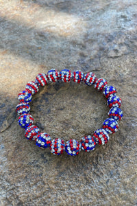Red, White & Blue Stud Beaded Bracelet