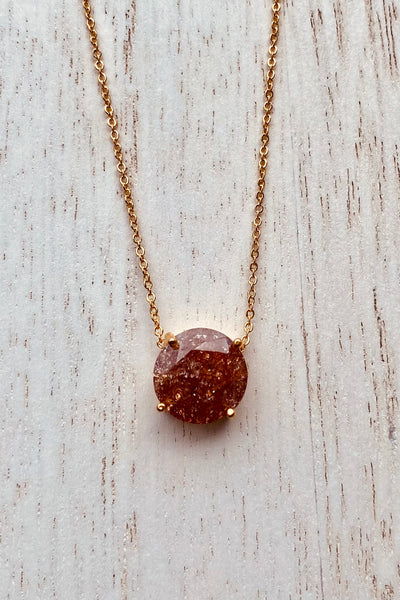 Rose Colored CZ Stone Necklace