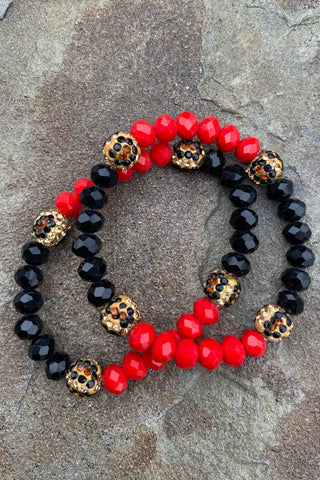 Red & Black Stacked Bracelet Set