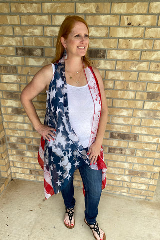 American Flag Print Kimono