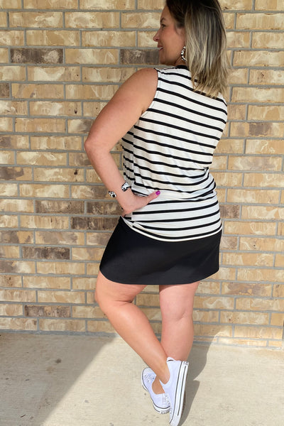 Striped Sleeveless with Lace Top