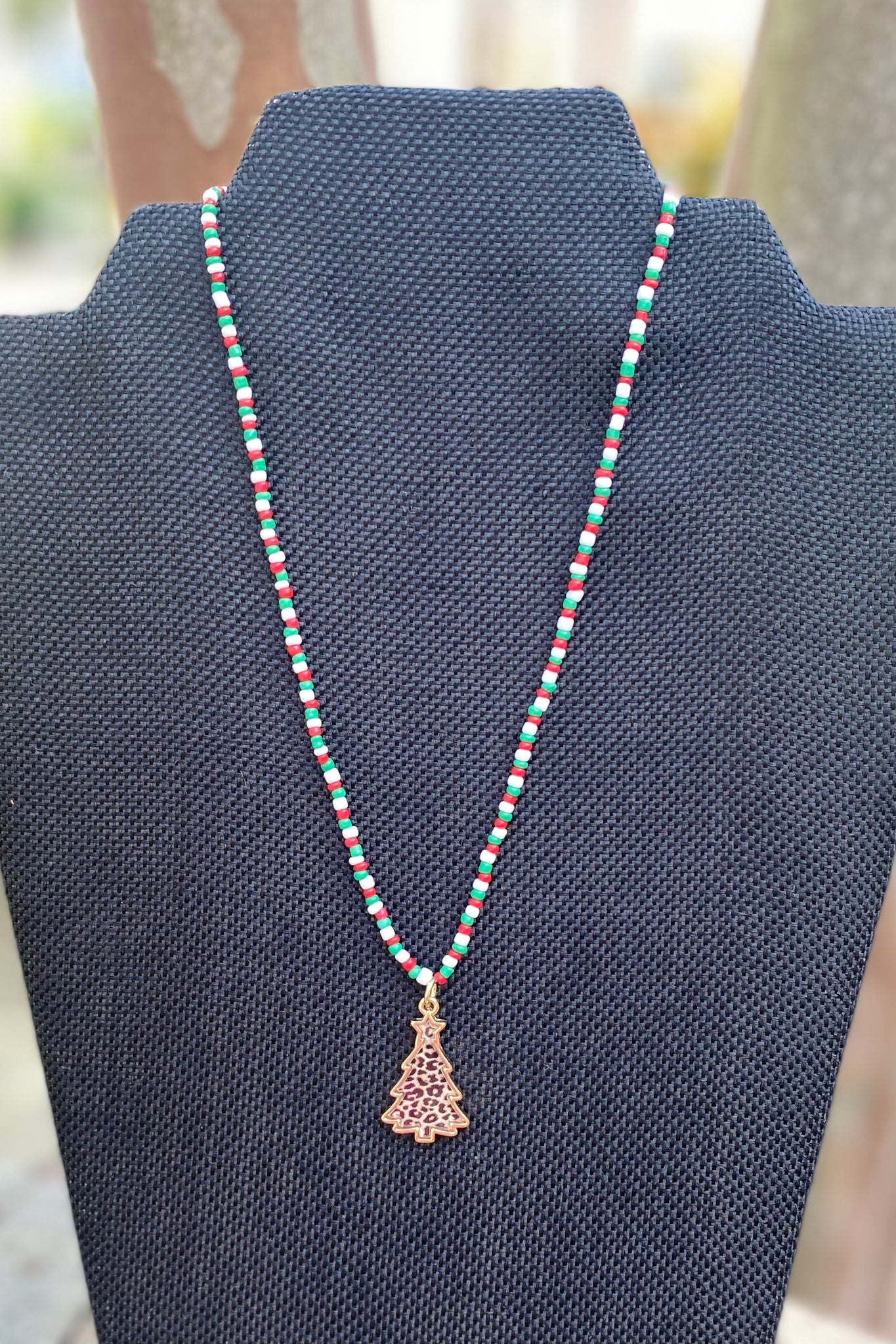 Christmas Beaded Necklace with Charm