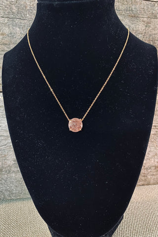 Rose Colored CZ Stone Necklace