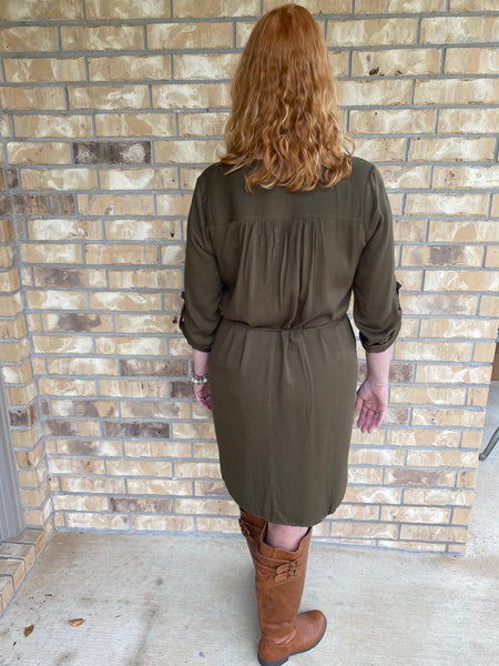 Olive Belted Dress