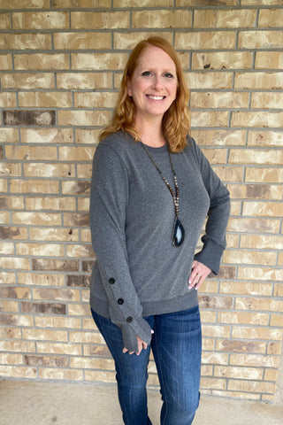 Gray Sweat Shirt with Buttons